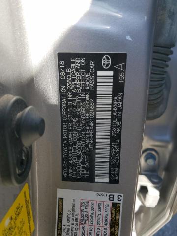 JTNKHMBX4K1021669 - 2019 TOYOTA C-HR XLE SILVER photo 12