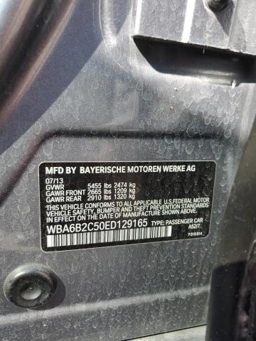 WBA6B2C50ED129165 - 2014 BMW 650 I GRAN COUPE GRAY photo 12