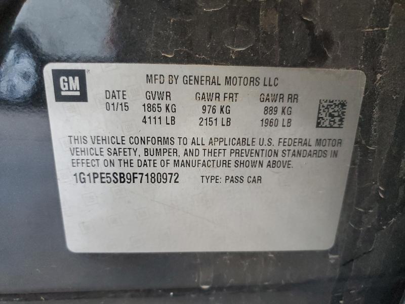 1G1PE5SB9F7180972 - 2015 CHEVROLET CRUZE LT BLACK photo 12