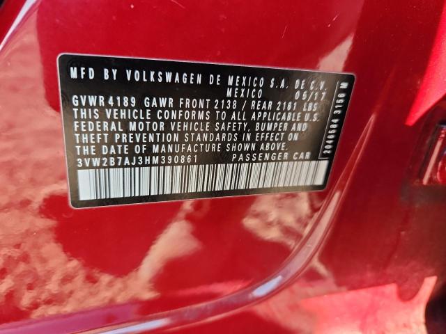3VW2B7AJ3HM390861 - 2017 VOLKSWAGEN JETTA S MAROON photo 12