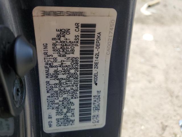 5YFBU4EE0DP203085 - 2013 TOYOTA COROLLA BASE 灰色 照片 12