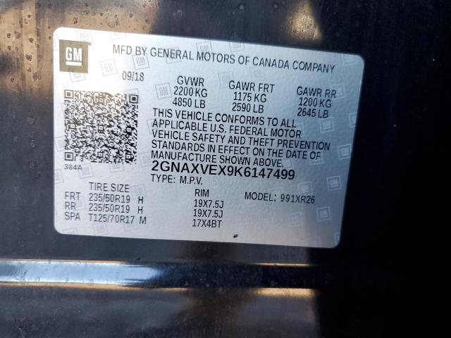 2GNAXVEX9K6147499 - 2019 CHEVROLET EQUINOX LT أسود صورة 13