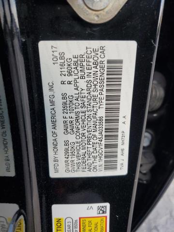 1HGCV1F45JA033586 - 2018 HONDA ACCORD EX შავი ფოტო 13