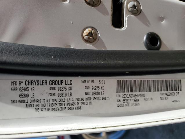 2B3CJ5DT0BH571001 - 2011 DODGE CHALLENGER R/T 白色 照片 12