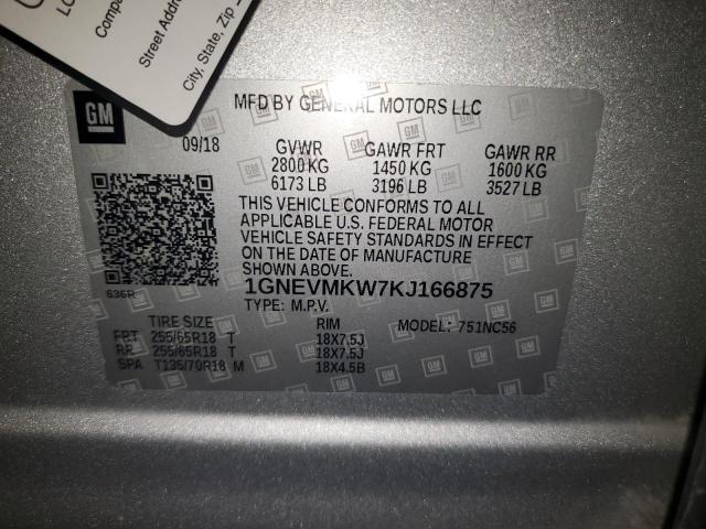 1GNEVMKW7KJ166875 - 2019 CHEVROLET TRAVERSE LT Silber Foto 13