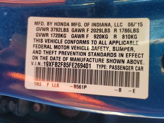 19XFB2F85FE269401 - 2015 HONDA CIVIC EX BLUE photo 12