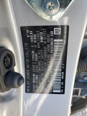 JHMFC1F70JX039397 - 2018 HONDA CIVIC EXL ვერცხლისფერი ფოტო 12