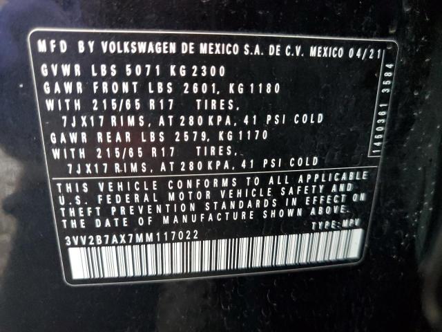 3VV2B7AX7MM117022 - 2021 VOLKSWAGEN TIGUAN SE Қара фото 14
