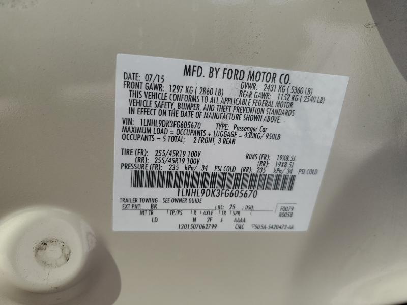 1LNHL9DK3FG605670 - 2015 LINCOLN MKS TAN photo 12