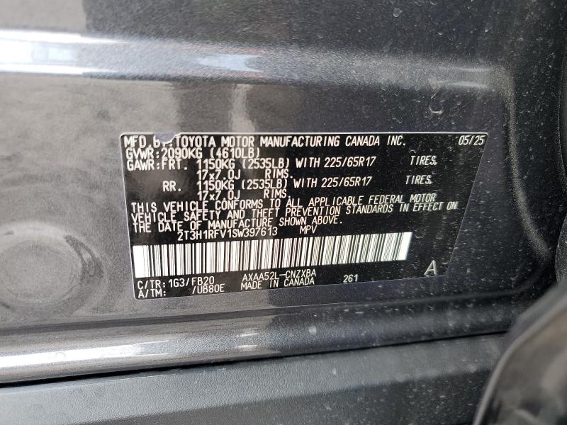 2T3H1RFV1SW397613 - 2025 TOYOTA RAV4 LE GRAY photo 13