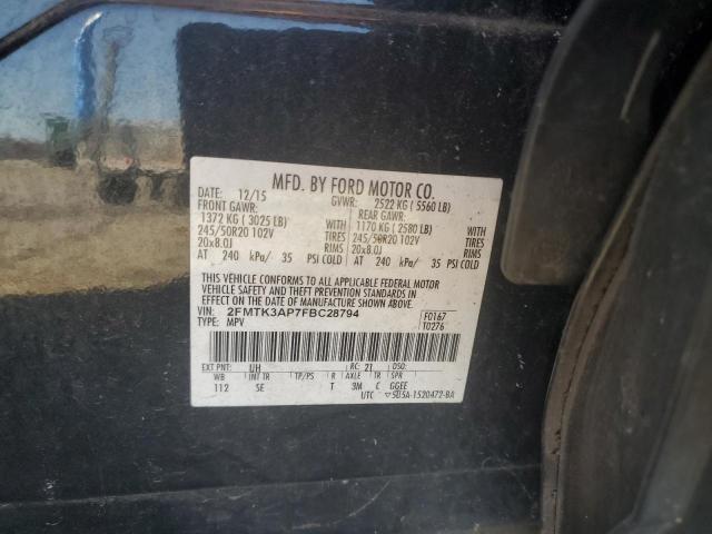 2FMTK3AP7FBC28794 - 2015 FORD EDGE SPORT BLACK photo 12