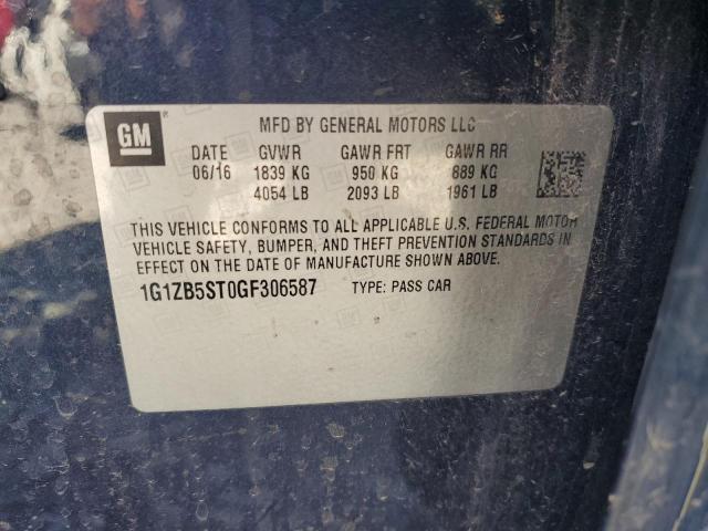 1G1ZB5ST0GF306587 - 2016 CHEVROLET MALIBU LS Синий фото 12