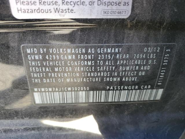 WVWDM7AJ1CW302050 - 2012 VOLKSWAGEN GOLF BLACK photo 13