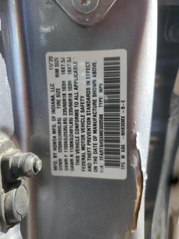 7FART6H5XME000598 - 2021 HONDA CR-V EX SILVER photo 12