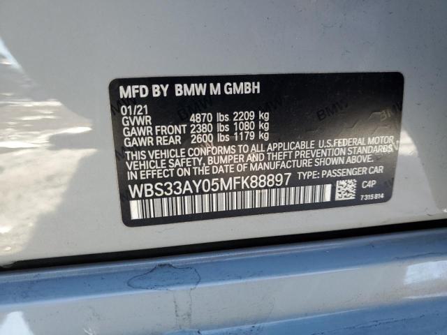 WBS33AY05MFK88897 - 2021 BMW M3 COMPETITION ნაცრისფერი ფოტო 12
