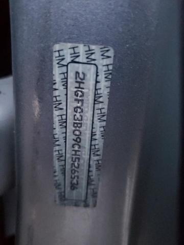 2HGFG3B09CH526536 - 2012 HONDA CIVIC EXL ვერცხლისფერი ფოტო 12