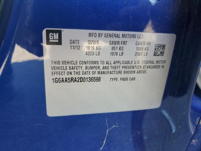 1G6AA5RA2D0136598 - 2013 CADILLAC ATS BLUE photo 12