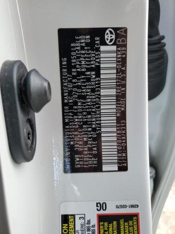 5YFBURHE1JP763119 - 2018 TOYOTA COROLLA L თეთრი ფოტო 12