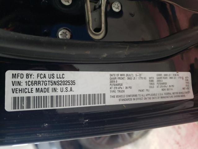 1C6RR7GT5NS202535 - 2022 RAM 1500 CLASS SLT 黑色 照片 13