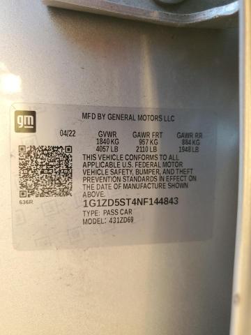 1G1ZD5ST4NF144843 - 2022 CHEVROLET MALIBU LT SILVER photo 12