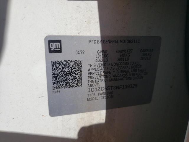 1G1ZC5ST3NF139328 - 2022 CHEVROLET MALIBU LS 白色 照片 12