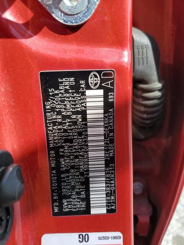 2T1BURHE0FC370171 - 2015 TOYOTA COROLLA L RED photo 12