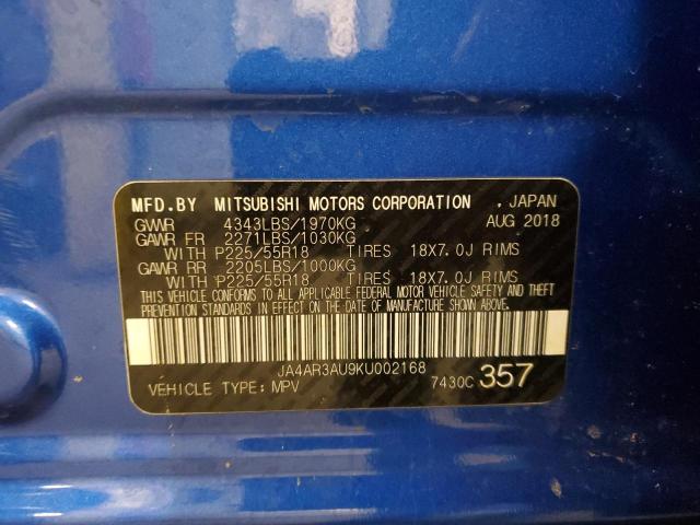 JA4AR3AU9KU002168 - 2019 MITSUBISHI OUTLANDER ES 蓝色 照片 13