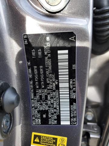 5TDJKRFH3GS280603 - 2016 TOYOTA HIGHLANDER XLE GRAY photo 13