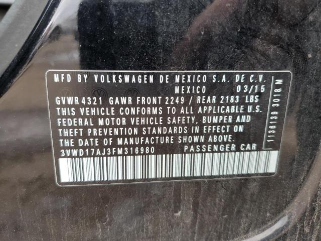 3VWD17AJ3FM316980 - 2015 VOLKSWAGEN JETTA SE BLACK photo 12