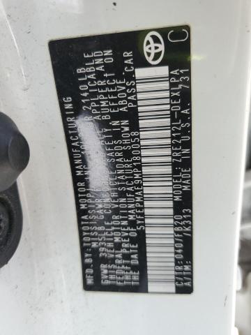 5YFEPMAE9MP180058 - 2021 TOYOTA COROLLA LE WHITE photo 12