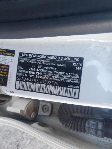 55SWF4KB5HU202729 - 2017 MERCEDES-BENZ C 300 4MATIC WHITE photo 12