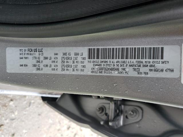 1C6RRFBG2KN885406 - 2019 RAM 1500 BIG HORN/LONE STAR SILVER photo 12