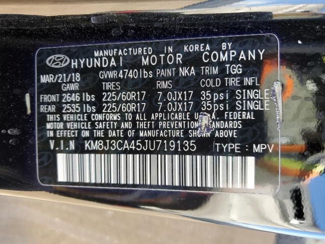 KM8J3CA45JU719135 - 2018 HYUNDAI TUCSON SEL BLACK photo 13