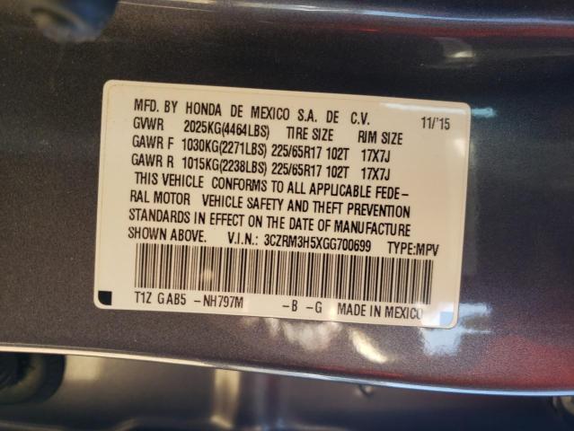 3CZRM3H5XGG700699 - 2016 HONDA CR-V EX GRAY photo 13