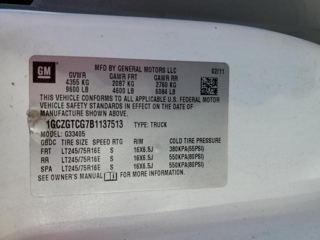 1GCZGTCG7B1137513 - 2011 CHEVROLET EXPRESS G3 WHITE photo 13
