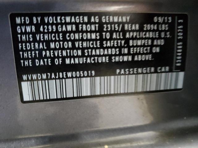 WVWDM7AJ8EW005019 - 2014 VOLKSWAGEN GOLF ნაცრისფერი ფოტო 12