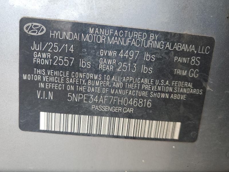 5NPE34AF7FH046816 - 2015 HYUNDAI SONATA SPORT 银色 照片 12