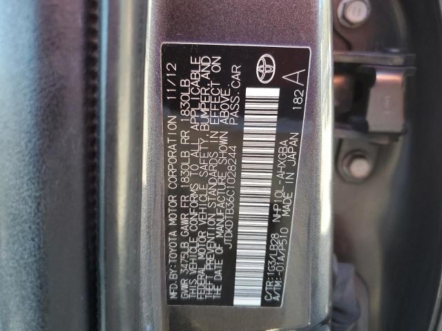 JTDKDTB36C1028244 - 2012 TOYOTA PRIUS C 灰色 照片 12