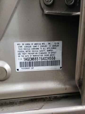 1HGCM66515A024558 - 2005 HONDA ACCORD EX GOLD photo 13