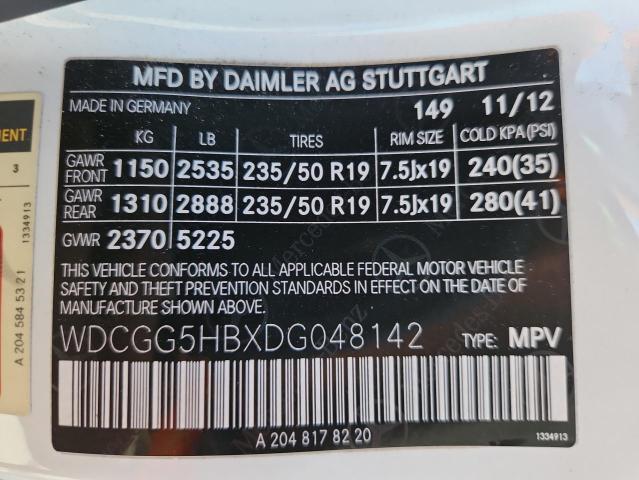 WDCGG5HBXDG048142 - 2013 MERCEDES-BENZ GLK 350 白色 照片 13