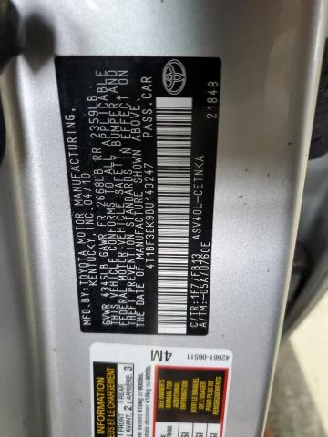 4T1BF3EK9BU143247 - 2011 TOYOTA CAMRY BASE Srebrny zdjęcie 13