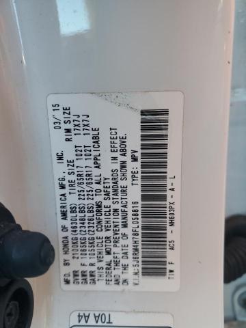 5J6RM4H78FL058816 - 2015 HONDA CR-V EXL WHITE photo 14