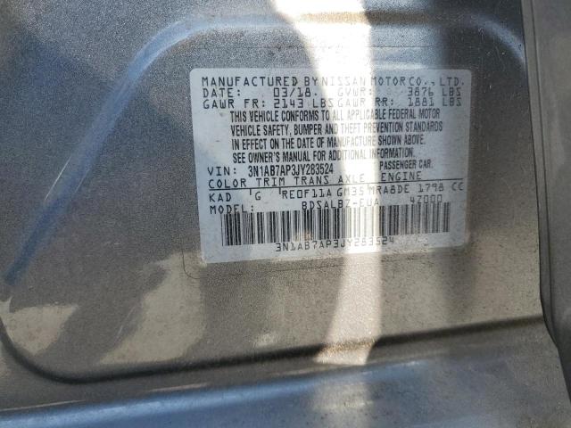 3N1AB7AP3JY283524 - 2018 NISSAN SENTRA S GRAY photo 13
