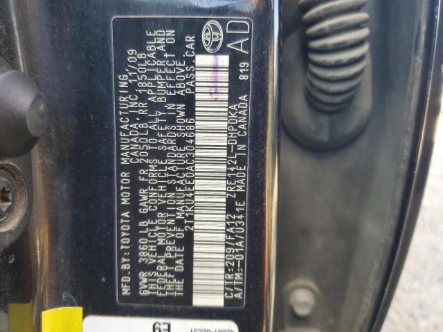 2T1KU4EE0AC304686 - 2010 TOYOTA COROLLA MA 黑色 照片 12