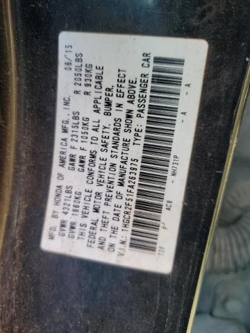 1HGCR2F51FA263975 - 2015 HONDA ACCORD SPORT Қара фото 12
