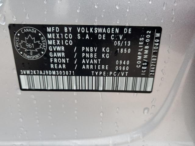 3VW2K7AJ9DM303071 - 2013 VOLKSWAGEN JETTA BASE Plata foto 12