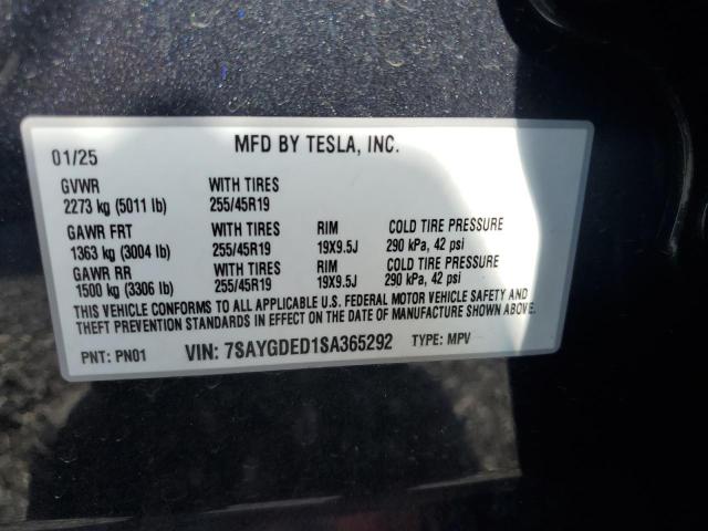 7SAYGDED1SA365292 - 2025 TESLA MODEL Y გრაფიტი ფოტო 13