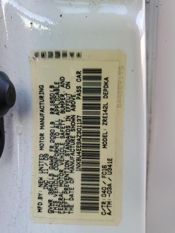 1NXBU4EE9AZ301137 - 2010 TOYOTA COROLLA BASE Beyaz fotoğraf 12