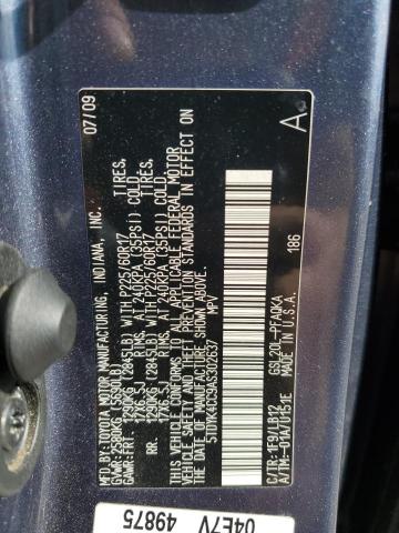 5TDYK4CC9AS302637 - 2010 TOYOTA SIENNA XLE BLUE photo 13