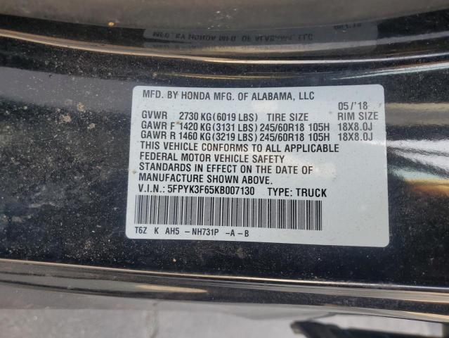 5FPYK3F65KB007130 - 2019 HONDA RIDGELINE RTL Schwarz Foto 23